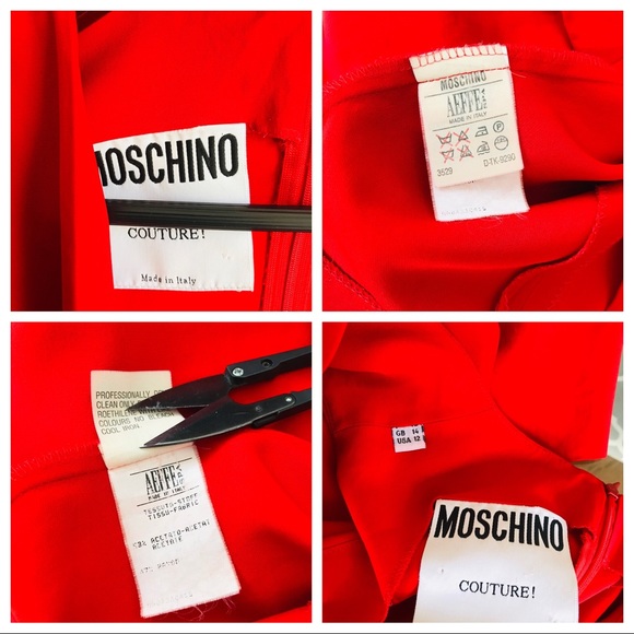 Moschino Vintage red draped front sheath dress - Picture 5 of 6